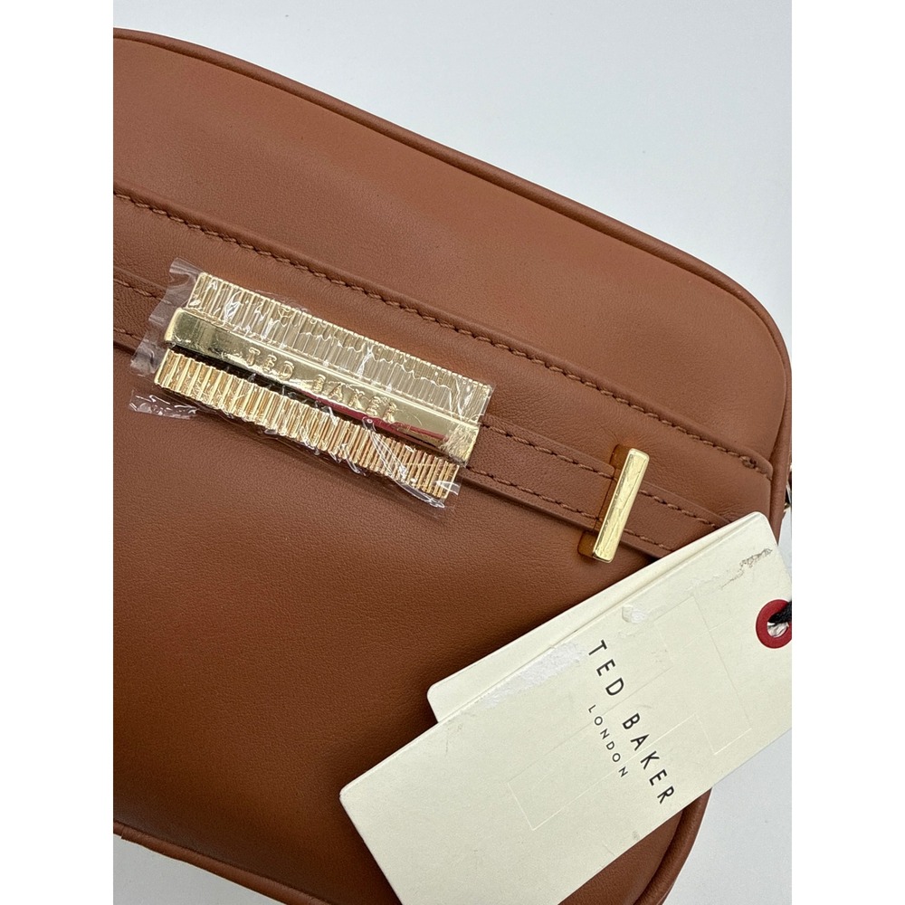 Ted Baker London Brown Leather Crossbody Bag Gold Hardware Camera Bag NWT